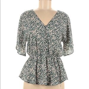 Sienna Sky Green Beige Button Down Blouse S